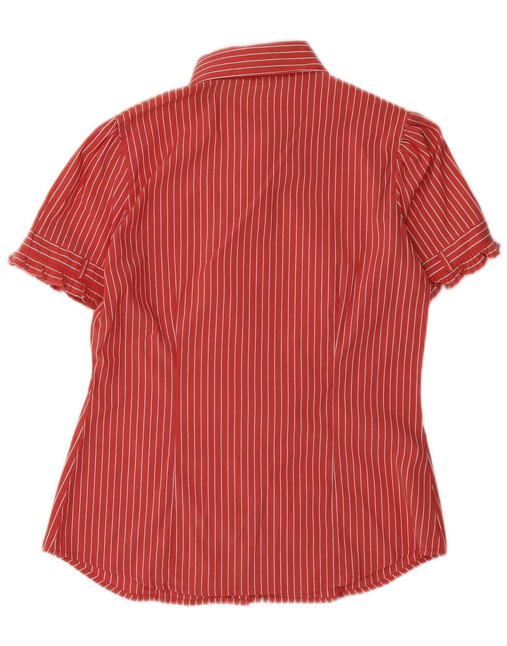 Cămașă cu mânecă scurtă pentru femei BENETTON UK 14 Medium Red Pinstripe
