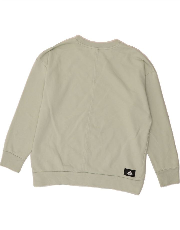 ADIDAS Womens Oversized Graphic Sweatshirt Jumper UK 8/10 Small Green Vintage Adidas and Second-Hand Adidas from Messina Hembry 