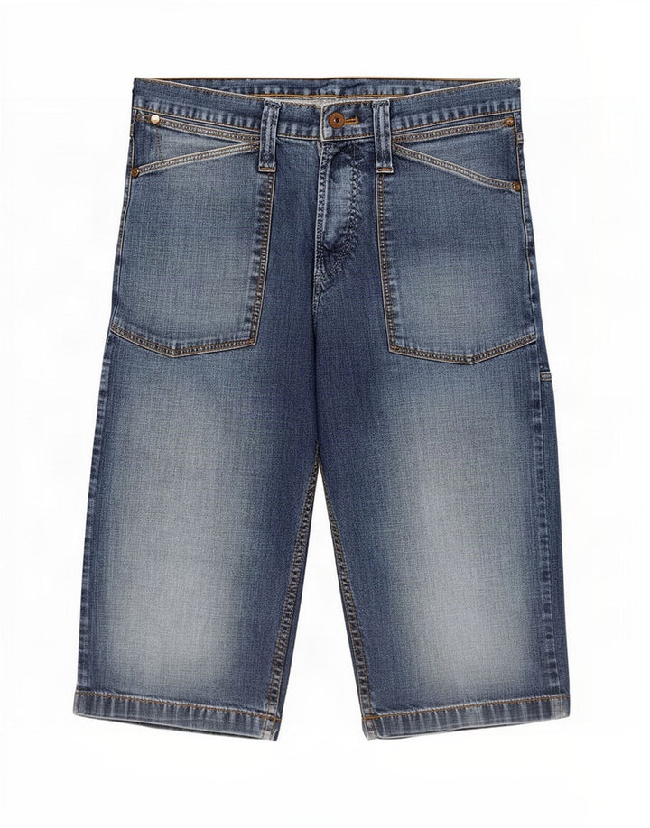 Pantaloni scurți din denim cargo Wrangler pentru bărbați, mediu W33, bumbac albastru