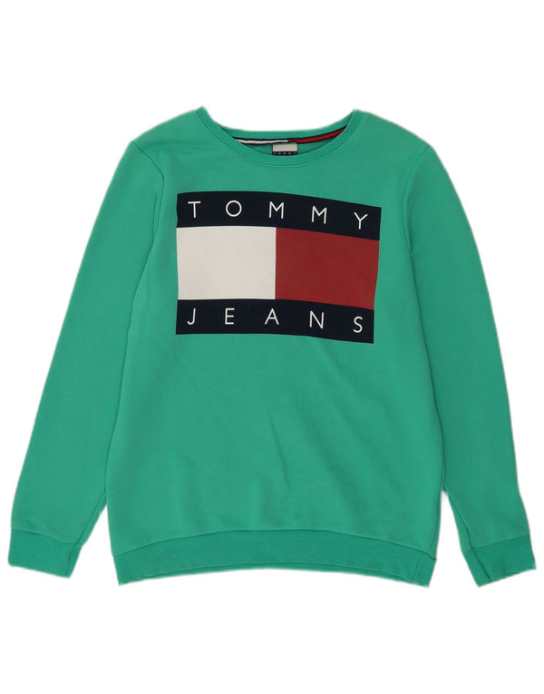 Pulover cu grafic pentru femei Tommy Hilfiger, UK 16, bumbac verde mare