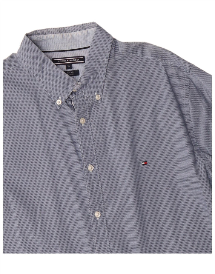 Cămașă pentru bărbați Tommy Hilfiger Slim Fit XL, bumbac cu pete albastre