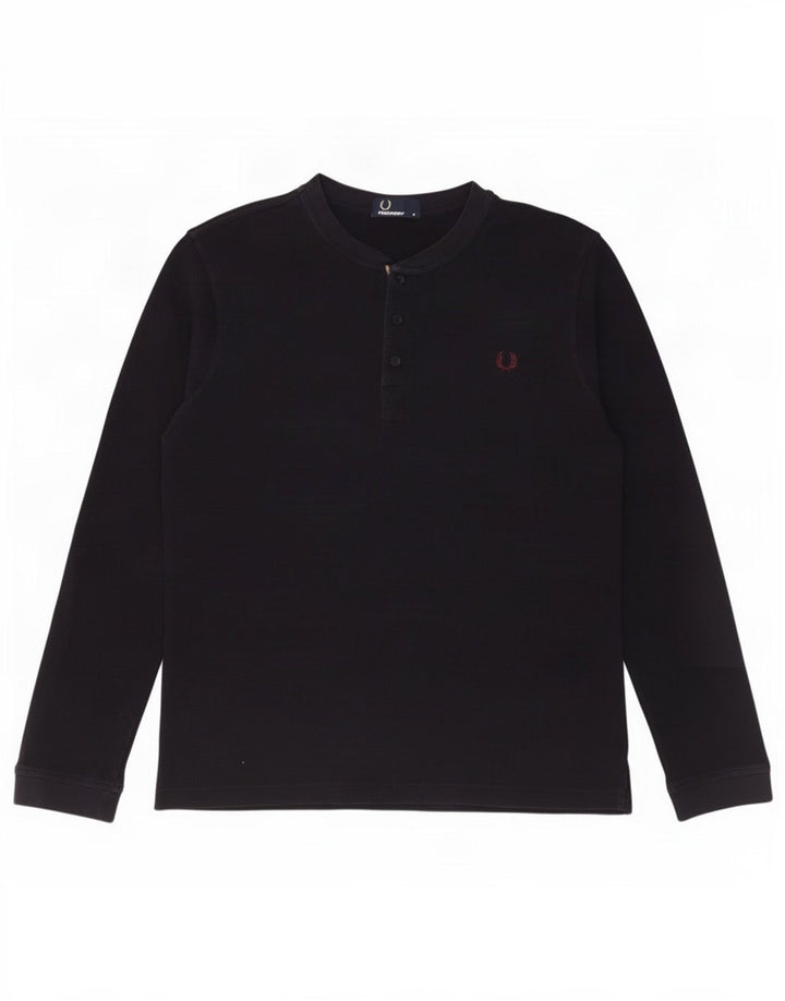 Fred Perry Top pentru bărbați cu mânecă lungă, mediu, bleumarin, bumbac