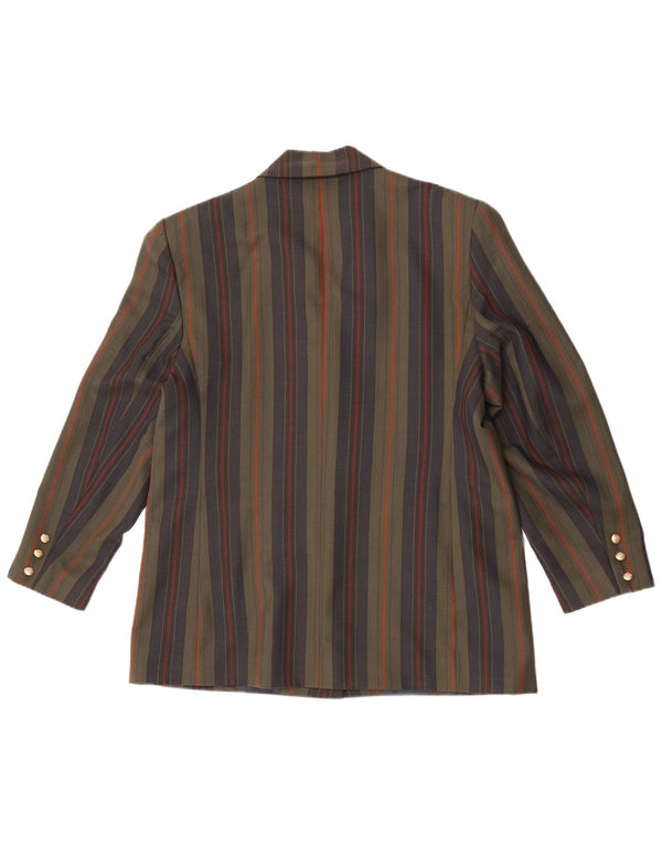 Jachetă vintage pentru femei cu 3 nasturi, UK 18 XL, lână cu dungi kaki