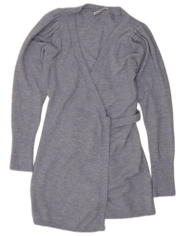 Abercrombie & Fitch Womens Longline Wrap Cardigan Sweater UK 6 XS Blue