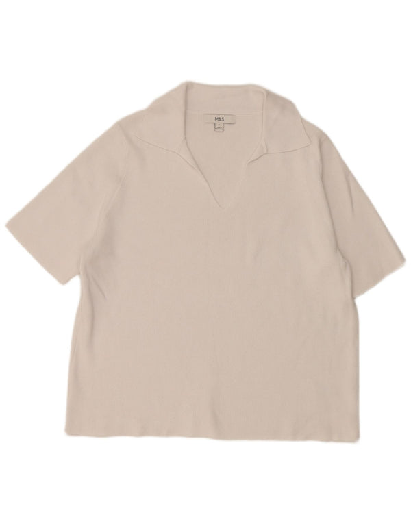 Tricou polo pentru femei Marks & Spencer UK 18 XL Bumbac alb