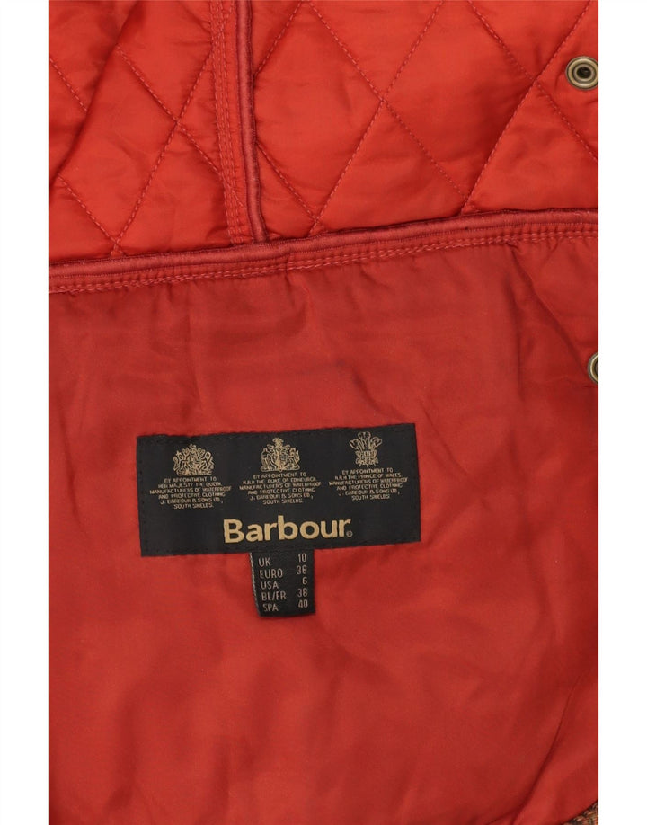 BARBOUR Womens Quilted Jacket UK 10 Small Red Vintage Barbour and Second-Hand Barbour from Messina Hembry 