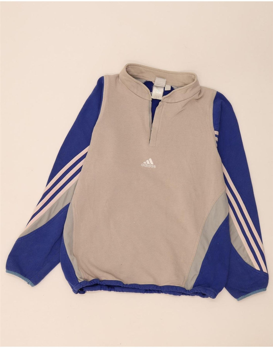 Pulover pentru bărbați Adidas Graphic Zip Neck Fleece Gri mediu Colorblock