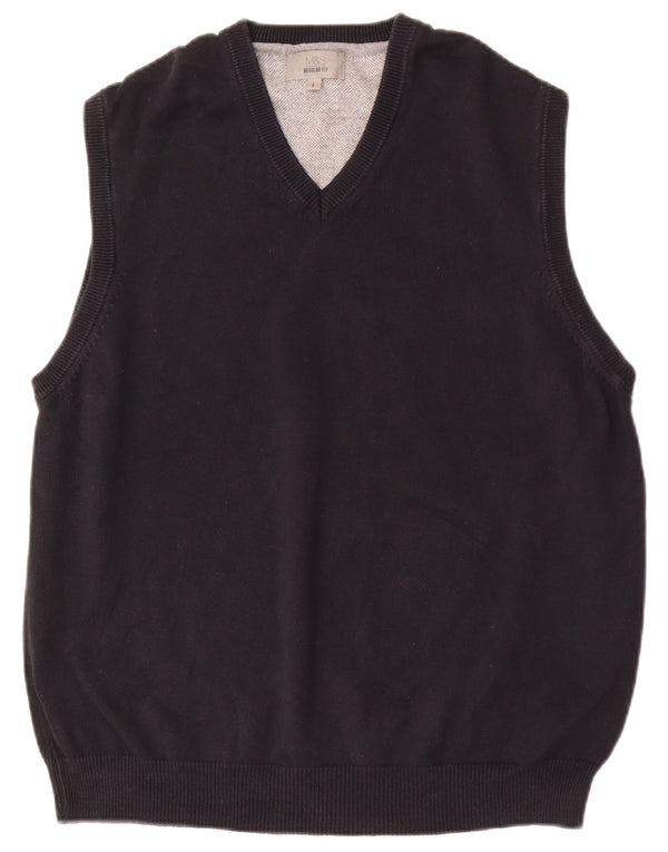 Marks & Spencer Mens Regular Fit Vest Tank Top Mare Bumbac Negru