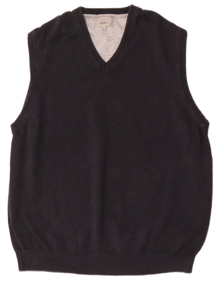 Marks & Spencer Mens Regular Fit Vest Tank Top Mare Bumbac Negru