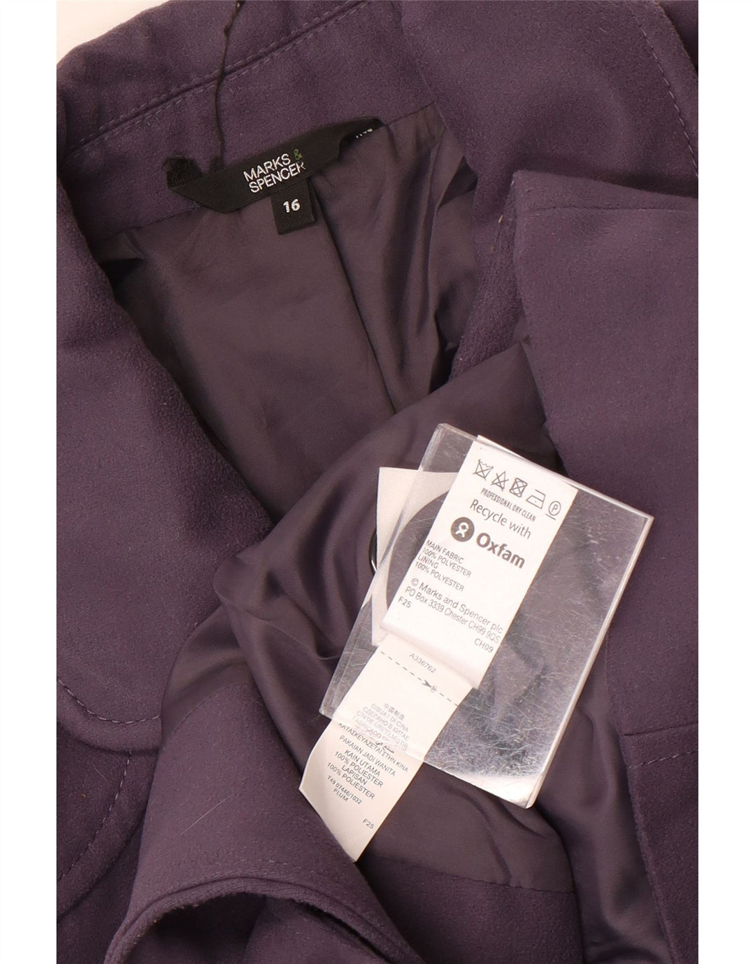 Jachetă pentru femei Marks & Spencer cu 4 nasturi, UK 16, poliester violet mare