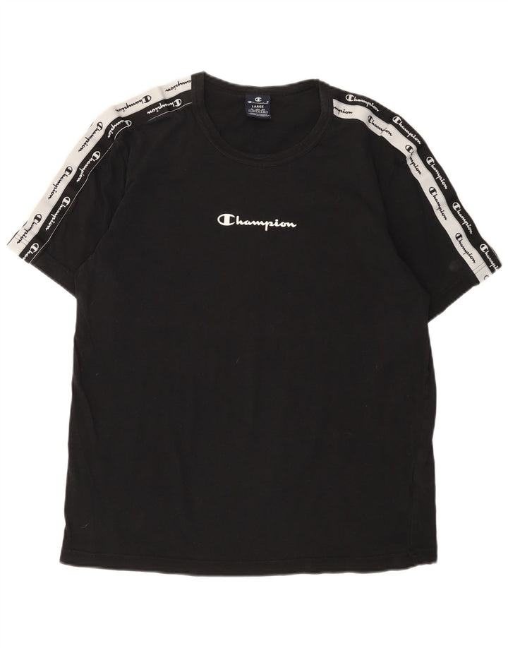 Tricou grafic Champion pentru bărbați Top mare din bumbac negru