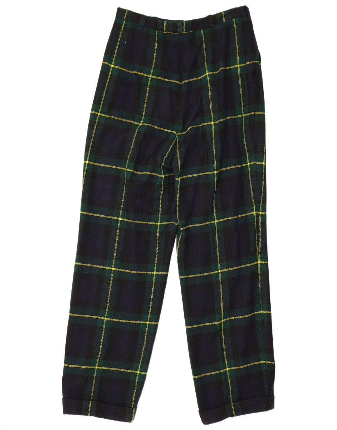 Pantaloni de costum vintage pentru femei L28 L29 Lână cu carouri bleumarin