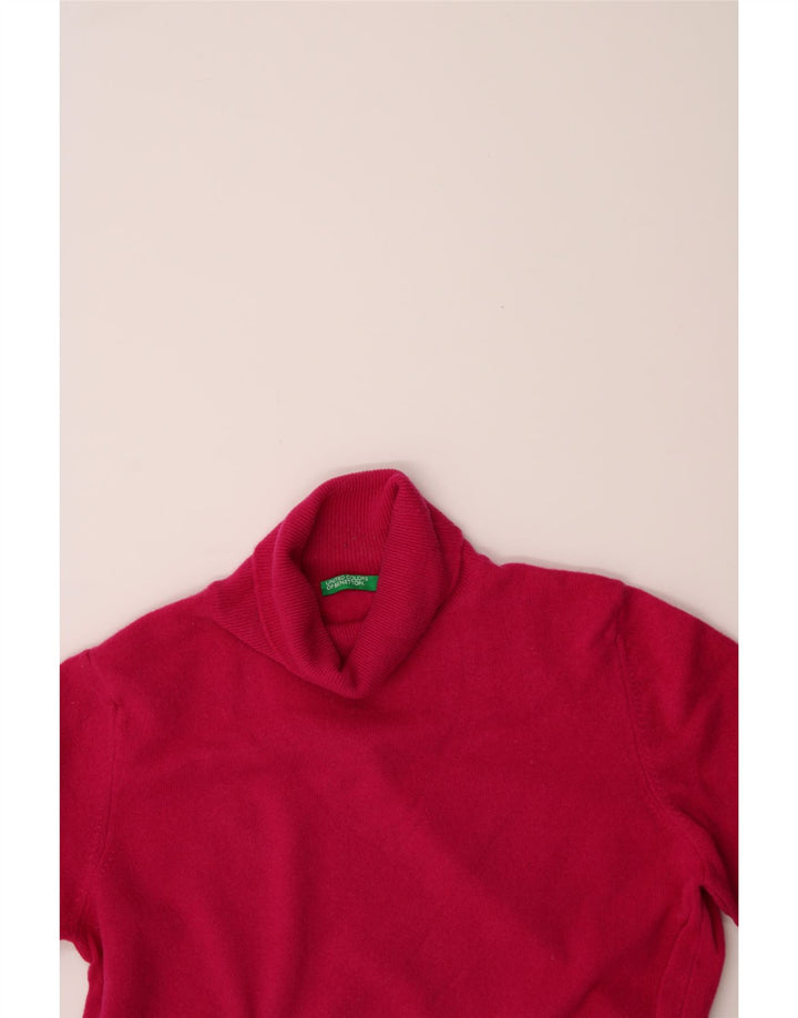 BENETTON Womens Roll Neck Jumper Sweater UK 14 Large Pink Wool Vintage Benetton and Second-Hand Benetton from Messina Hembry 
