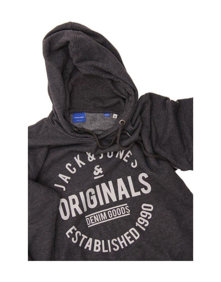 JACK & JONES Mens Graphic Hoodie Jumper Medium Grey Cotton Vintage Jack & Jones and Second-Hand Jack & Jones from Messina Hembry 