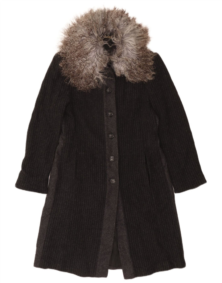 Pardesiu tricot pentru femei Misto UK 10, lână color bloc, gri mic