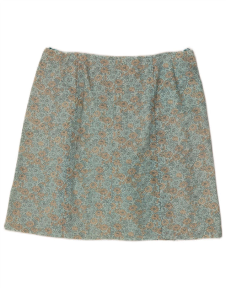 Fusta mini vintage pentru femei W30 verde mediu floral
