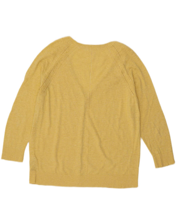 Pulover cardigan pentru femei Fat Face UK 18 XL Bumbac galben