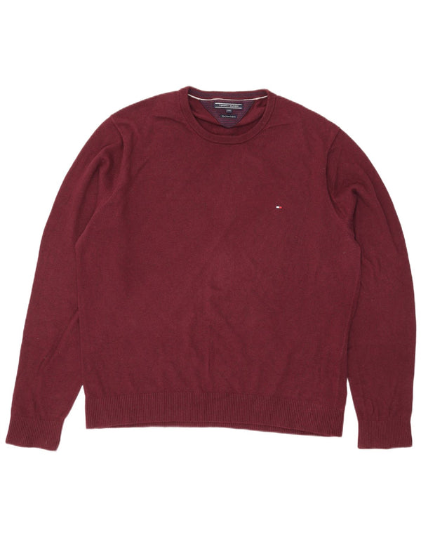 Pulover Tommy Hilfiger pentru bărbați, cu gât crew, bumbac burgundă 2XL