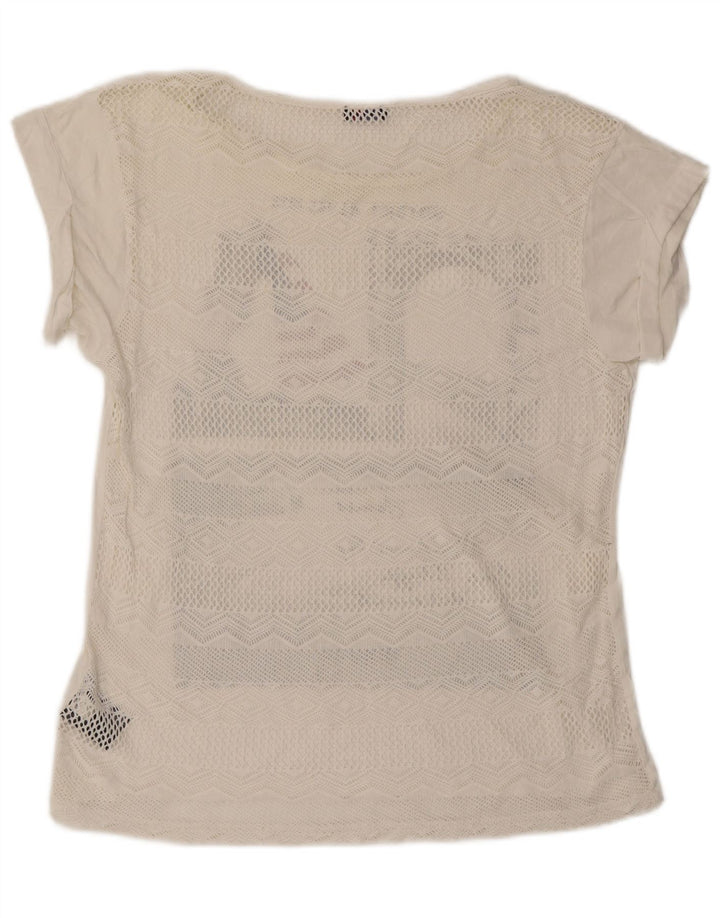 Tricou cu grafic supradimensionat Blauer pentru femei Top UK 10 Small Off White Bumbac