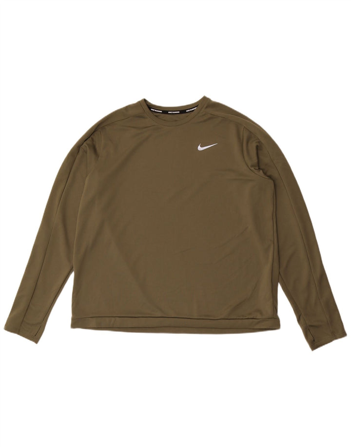 Nike pentru bărbați Dri Fit Top cu mânecă lungă XL Kaki Poliester