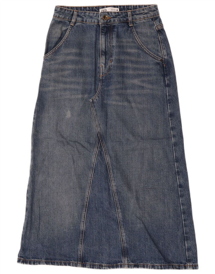 Fusta Denim Zara Femei Mic W26 Bumbac Albastru