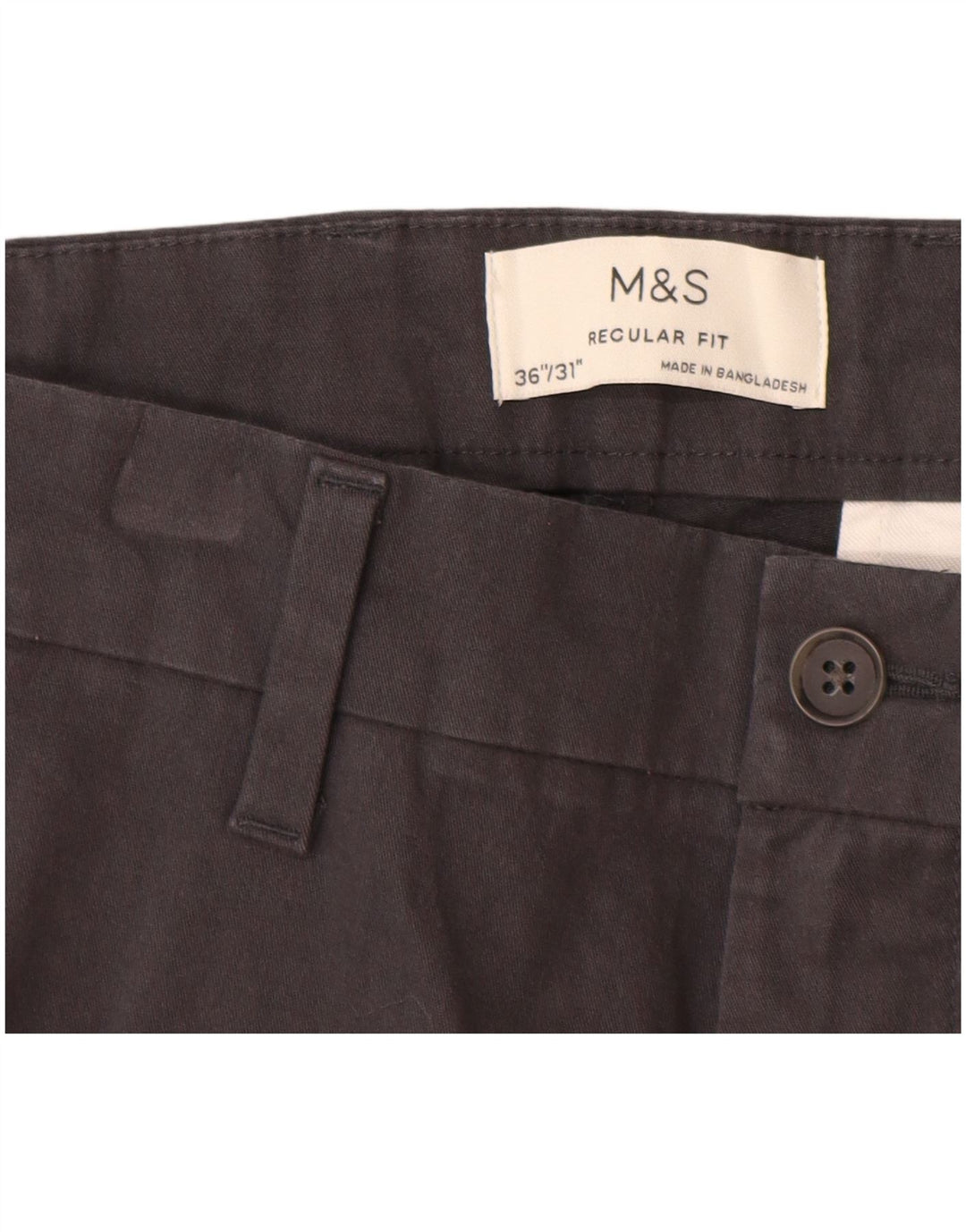 Pantaloni chino pentru bărbați Marks & Spencer, cu ajustare normală, L36 L31, bumbac gri