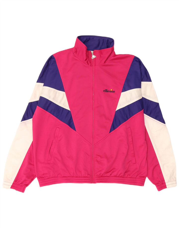 Jachetă de trening pentru femei Ellesse UK 14 Medium Pink Colorblock Retro