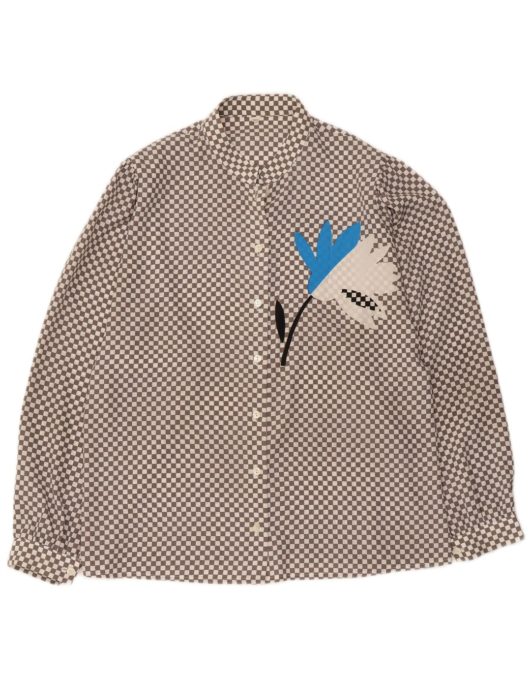 Bluză de cămașă vintage pentru femei UK 16 mare, gri, geometric, poliester
