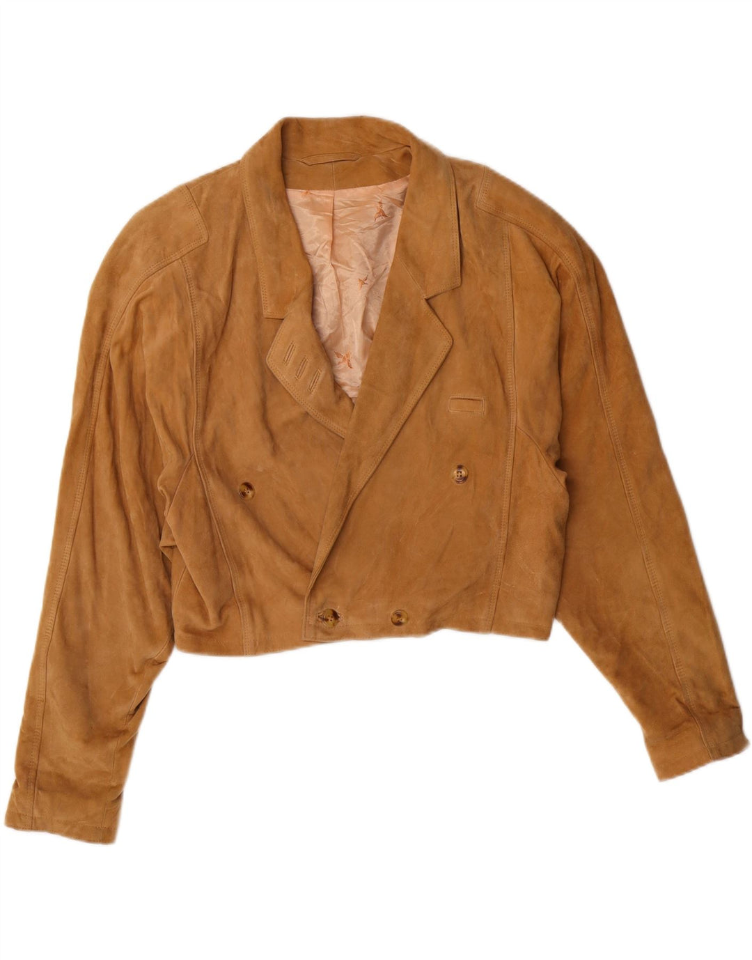 ALBA MODA Womens Crop Suede Jacket EU 38 Medium Brown Vintage Alba Moda and Second-Hand Alba Moda from Messina Hembry 
