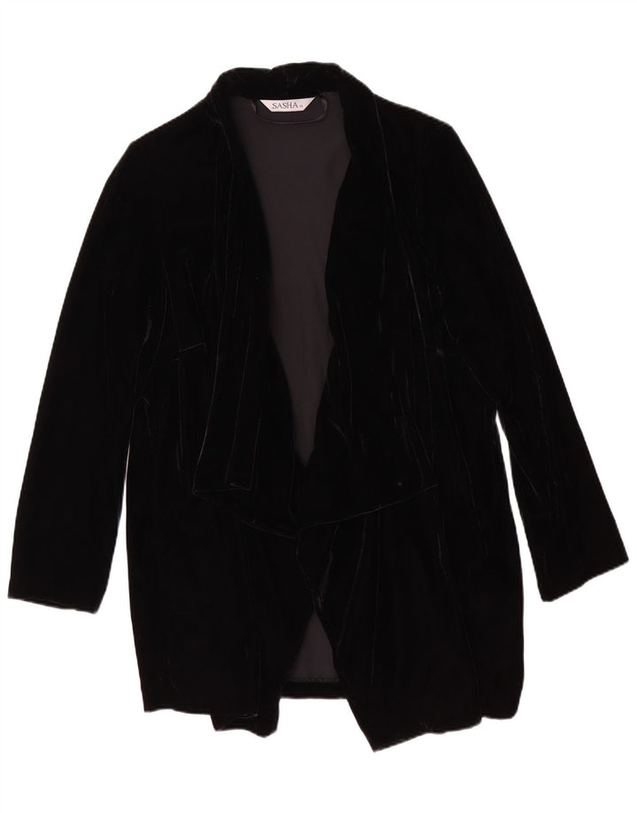 Jachetă Sasha de velur deschisă pentru femei UK 14 mare, viscoză, neagră