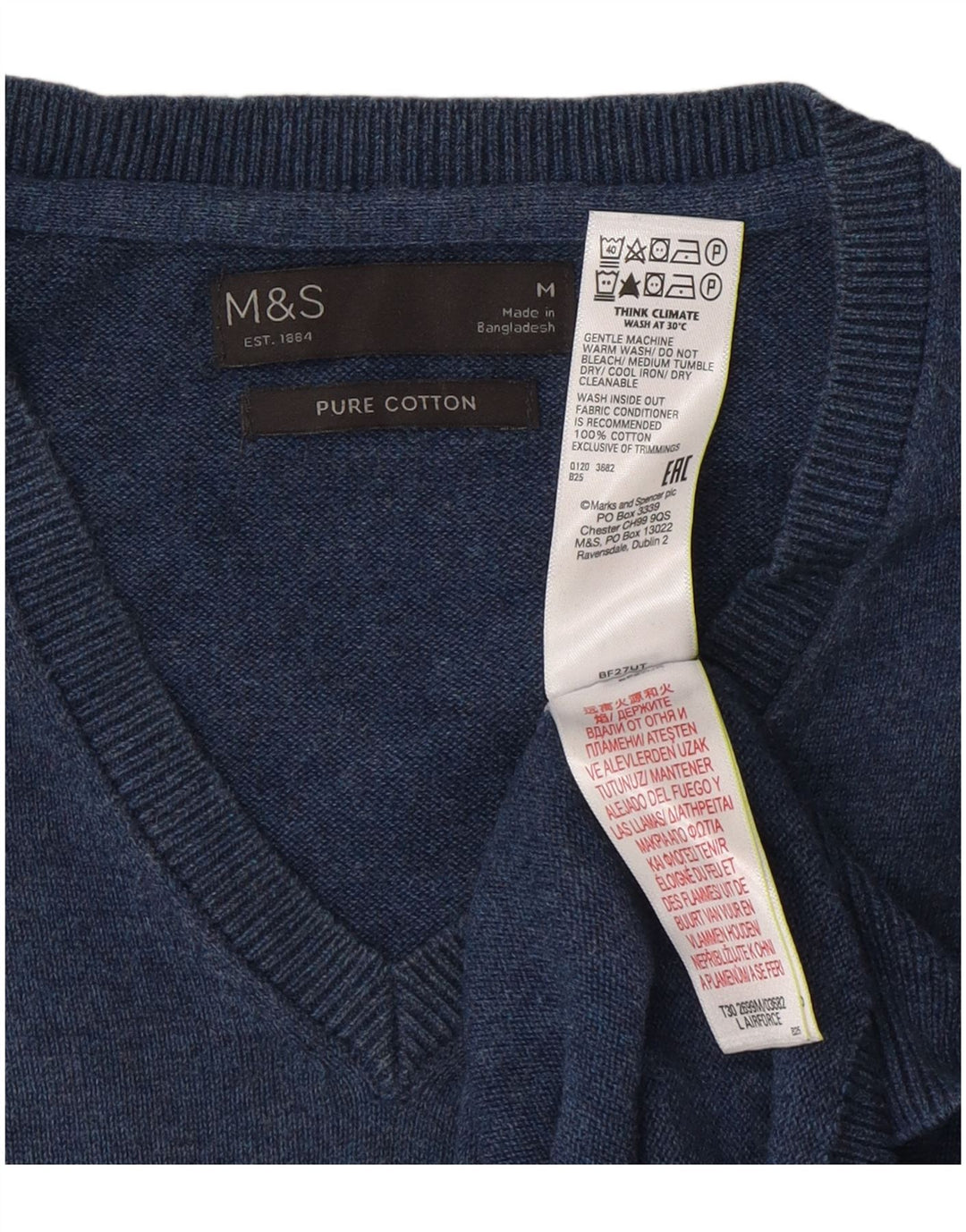 Marks & Spencer Vestă pentru bărbați Tank Top Bumbac Mediu Bleumarin