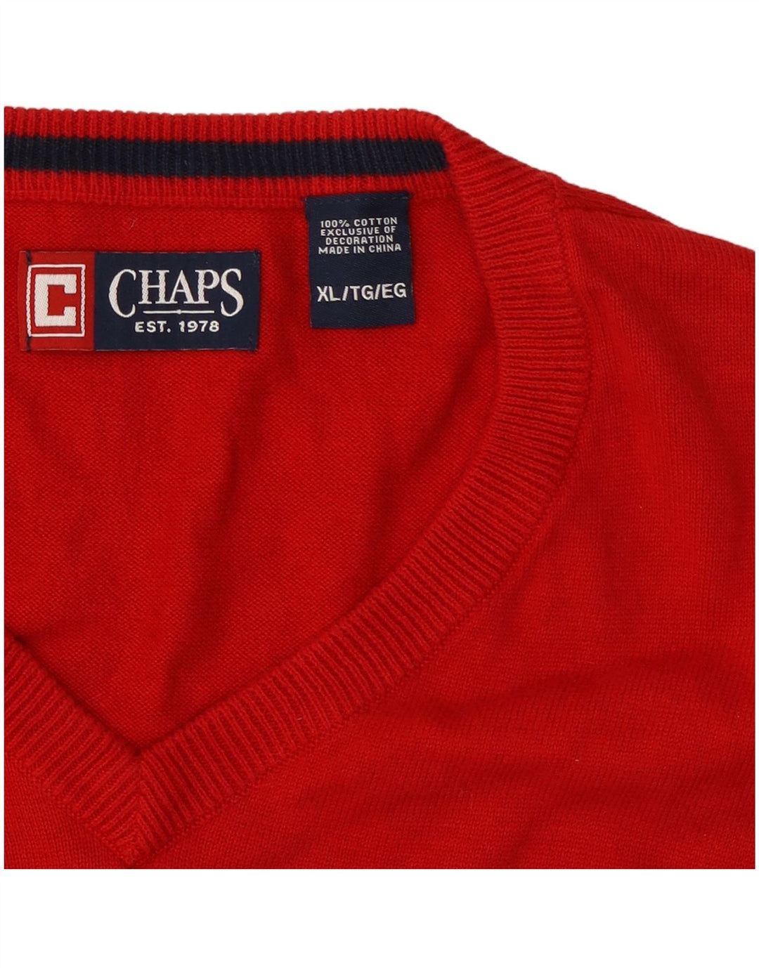 Chaps Mens Vest Tank Top XL Red Bumbac