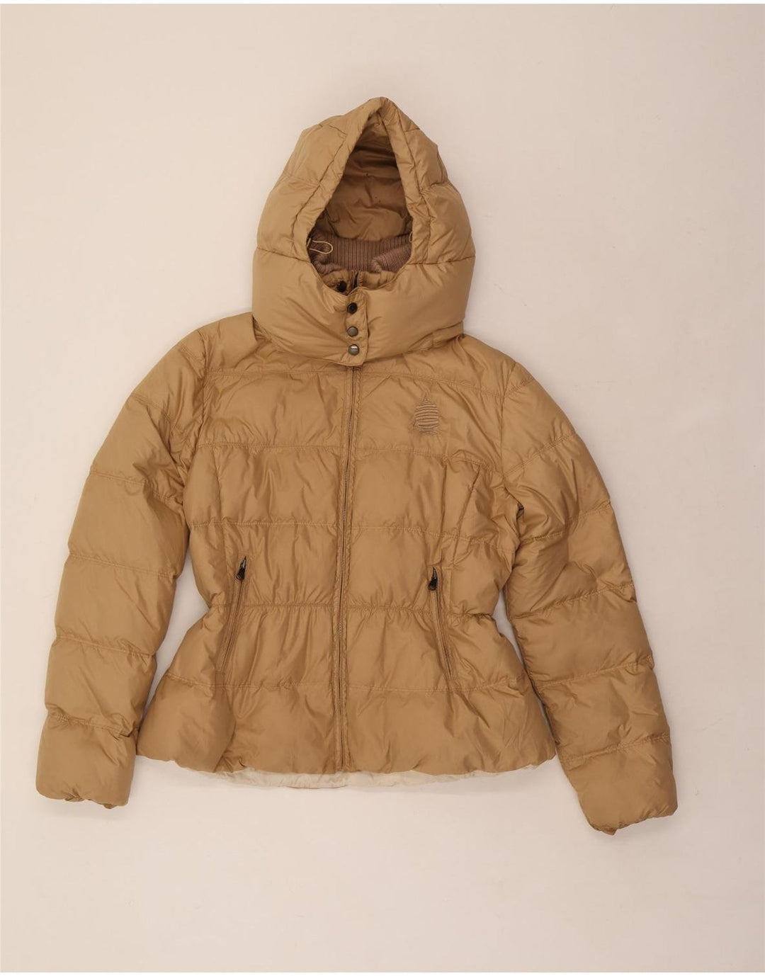 MARINA YACHTING Womens Hooded Padded Jacket IT 48 XL Beige Polyester Vintage Marina Yachting and Second-Hand Marina Yachting from Messina Hembry 