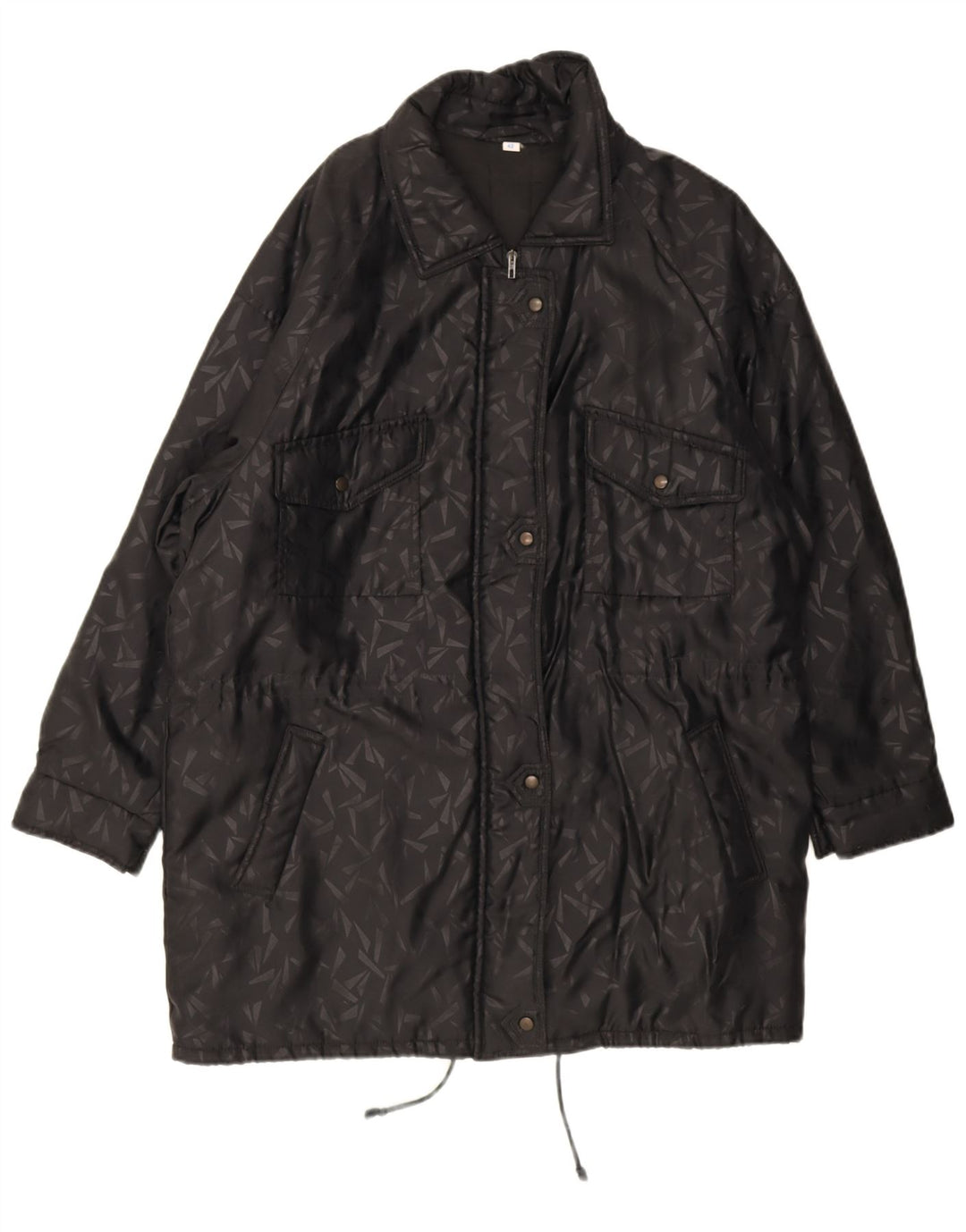 Jachetă de vânt supradimensionată pentru femei Vintage IT 42 Medium Negru Geometric