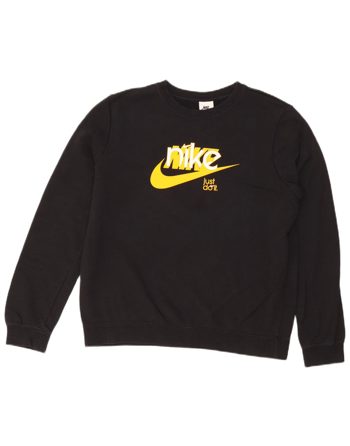 Pulover NIKE pentru femei, cu grafică, UK 14, bumbac mediu negru
