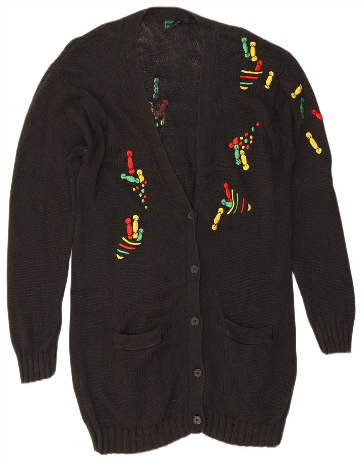 Pulover cardigan cu paragate VINTAGE pentru femei EU 42 mare negru