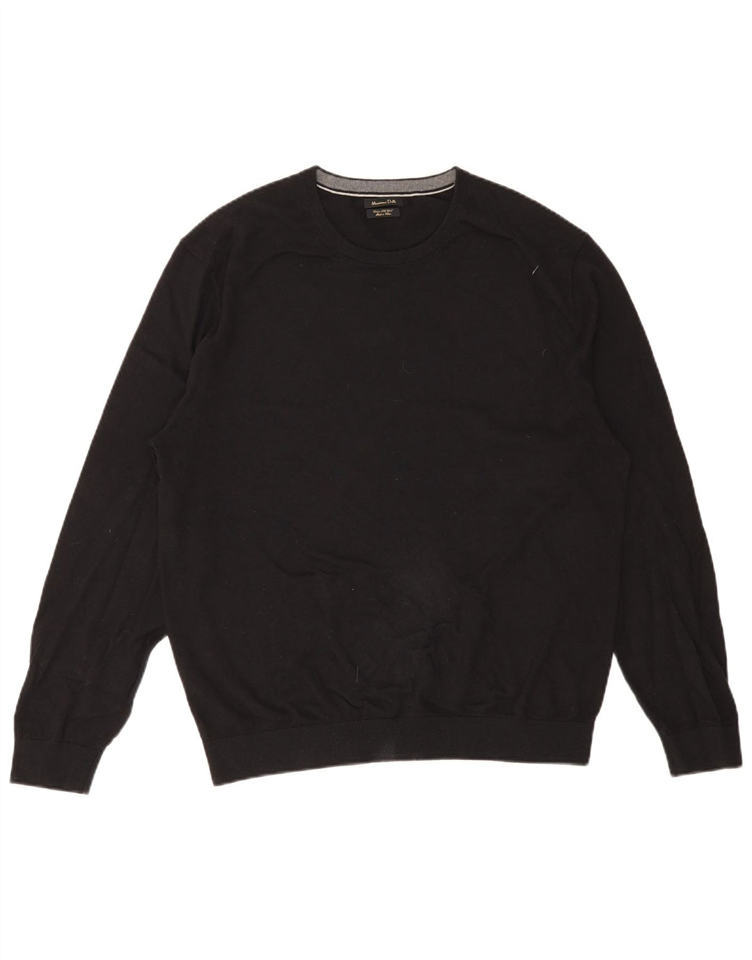 Pulover Massimo Dutti pentru bărbați cu gât crew, bumbac negru 2XL