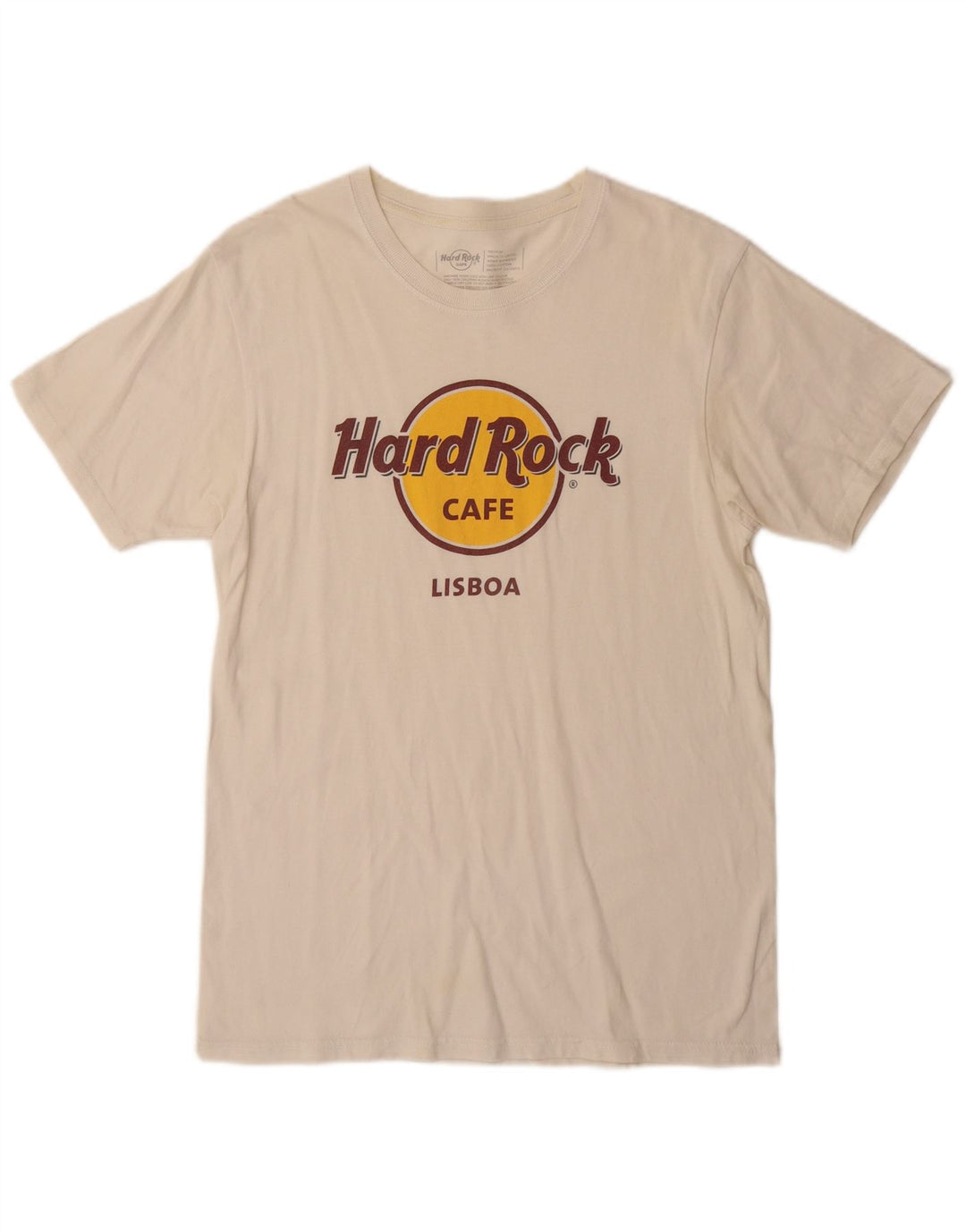 Tricou grafic Lisboa pentru bărbați Hard Rock Cafe Top mediu din bumbac alb