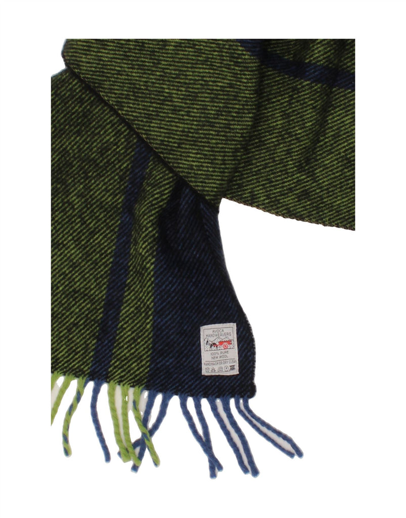 AVOCA Mens Rectangle Scarf One Size Green Colourblock New Wool Vintage Avoca and Second-Hand Avoca from Messina Hembry 