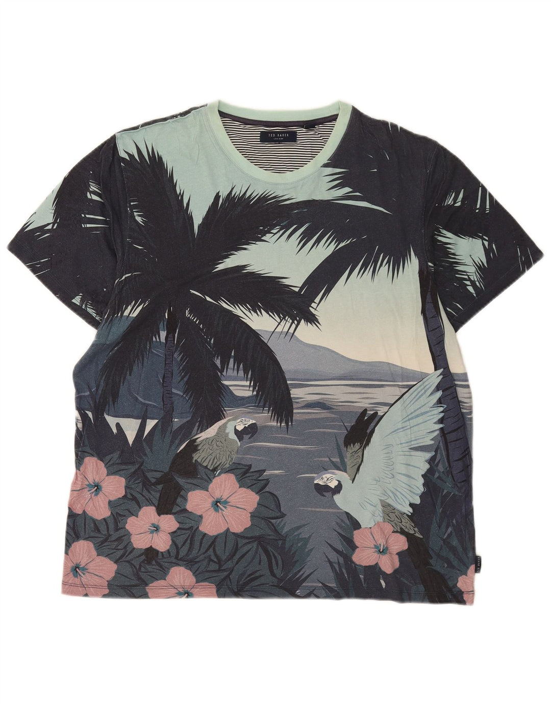 Ted Baker Tricou grafic hawaian pentru bărbați Top mare din bumbac multicolor