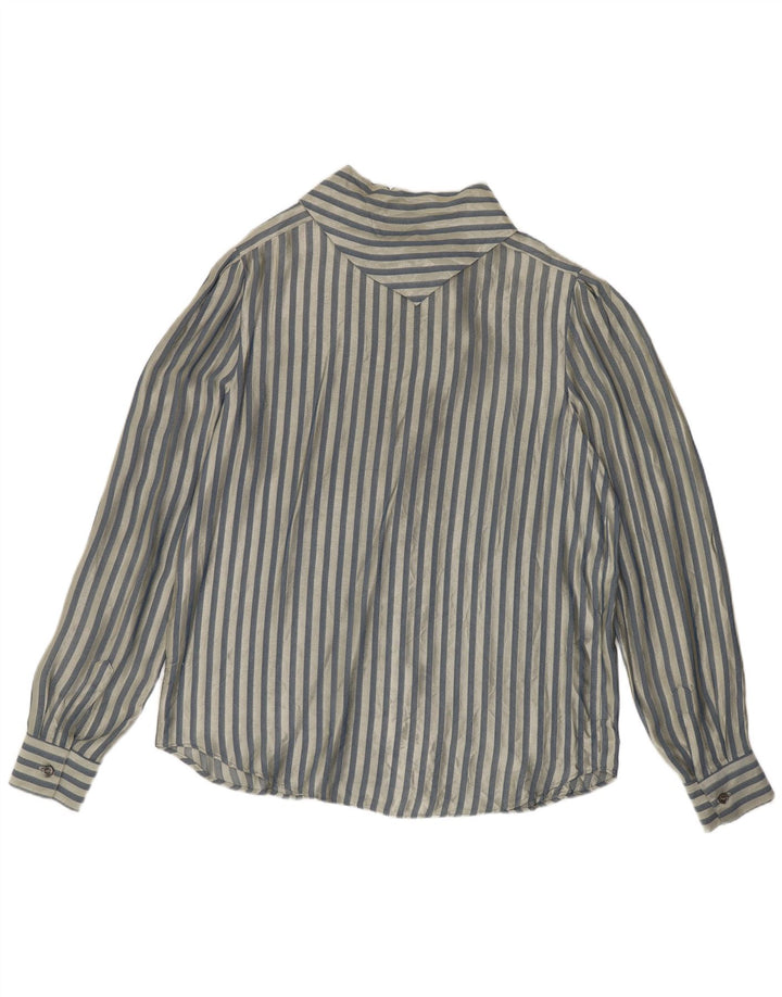 Bluză de cămașă vintage pentru femei UK 14 Medium Blue Striped