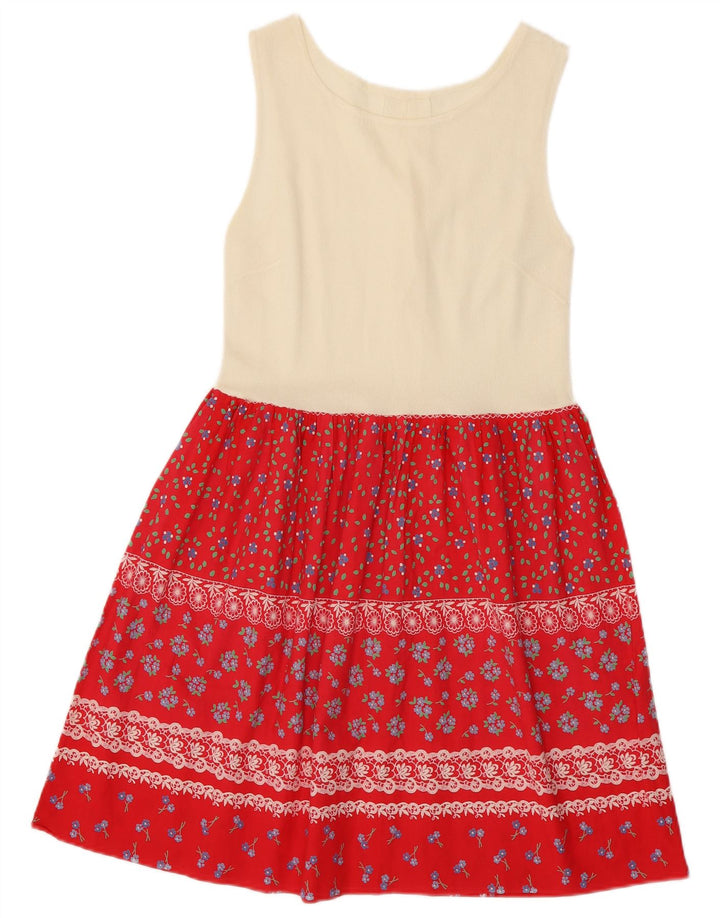 Rochie de bază fără mâneci vintage pentru femei UK 8 Small Red Colorblock