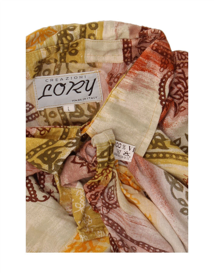 VINTAGE Mens Short Sleeve Shirt Large Multicoloured Paisley Viscose Vintage Vintage and Second-Hand Vintage from Messina Hembry 