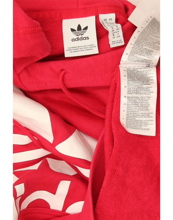 Adidas Womens Graphic Oversized Hoodie Jumper UK 12 Medium  Pink Cotton