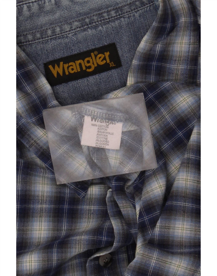 Cămașă pentru bărbați Wrangler XL, bumbac cu carouri albastre