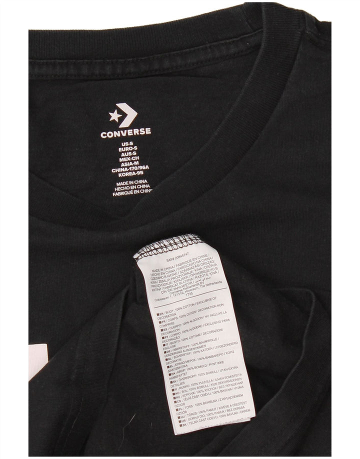 Tricou grafic Converse pentru bărbați Top mic, negru, bumbac
