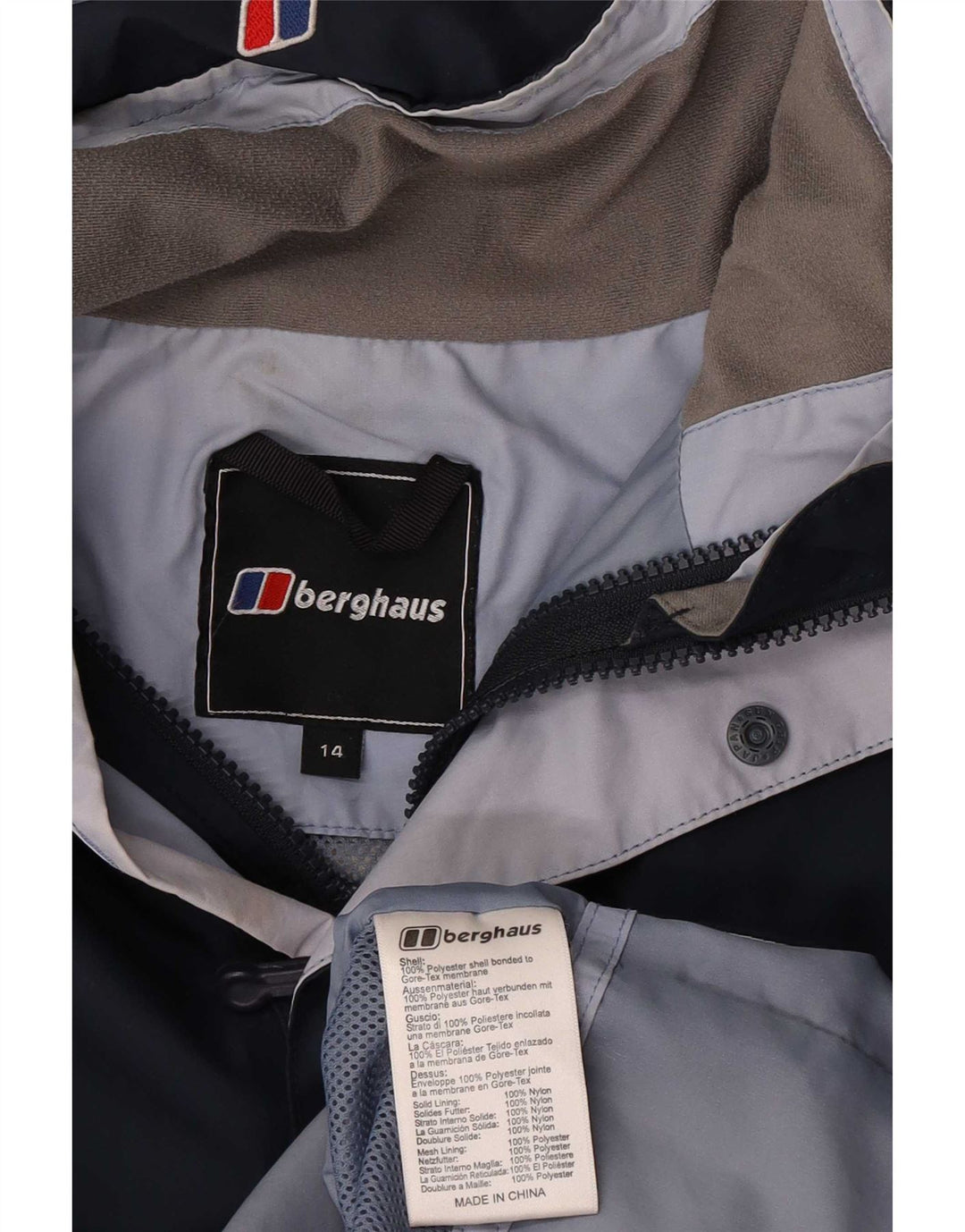 Jachetă de ploaie cu glugă pentru femei Berghaus UK 14, mare, albastru, poliester