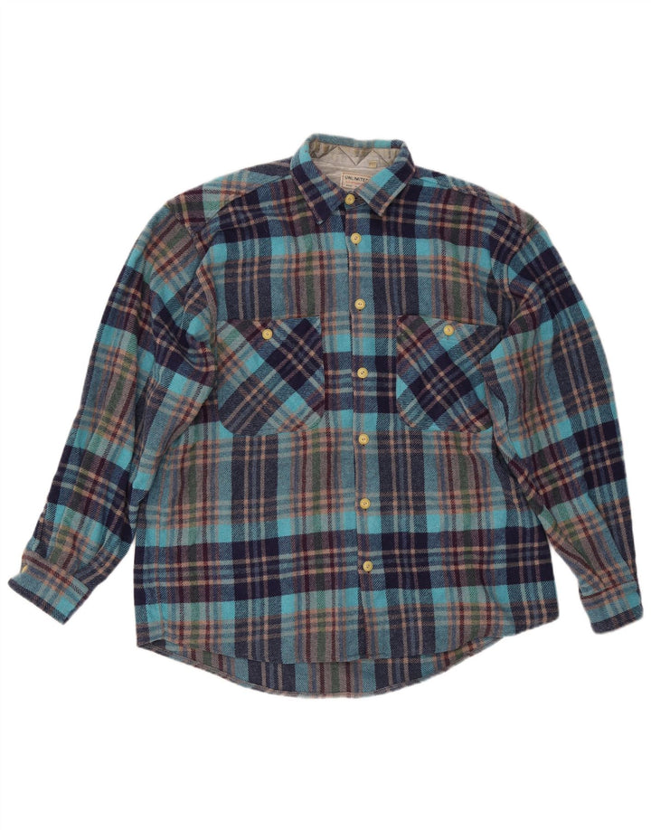 Nelimitat Cămașă de flanel Lumberjack pentru bărbați cu carouri XL, poliester în carouri albastru