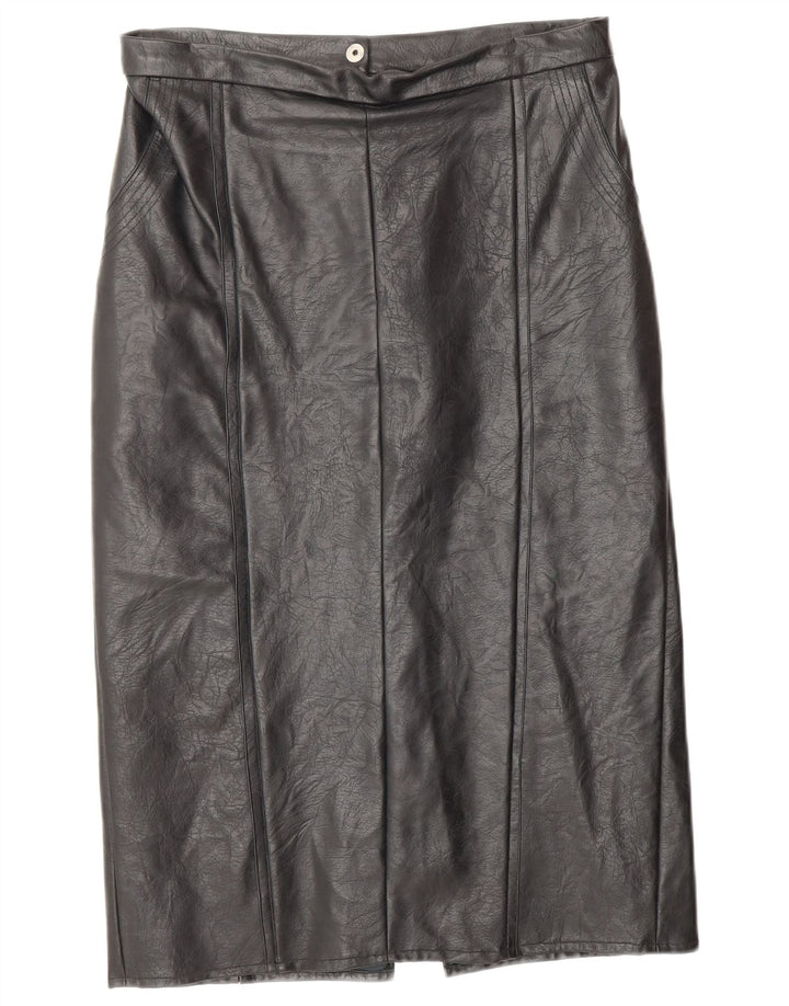 Fusta de piele pentru femei VINTAGE W28 Medium Black Leather