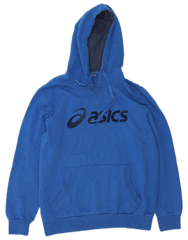 Asics Mens Graphic Hoodie Jumper Medium Blue Cotton